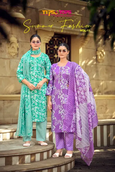 Summer Fashion Vol 11 By Tips And Tops Cotton Wholesale Kurti With Bottom Dupatta In India